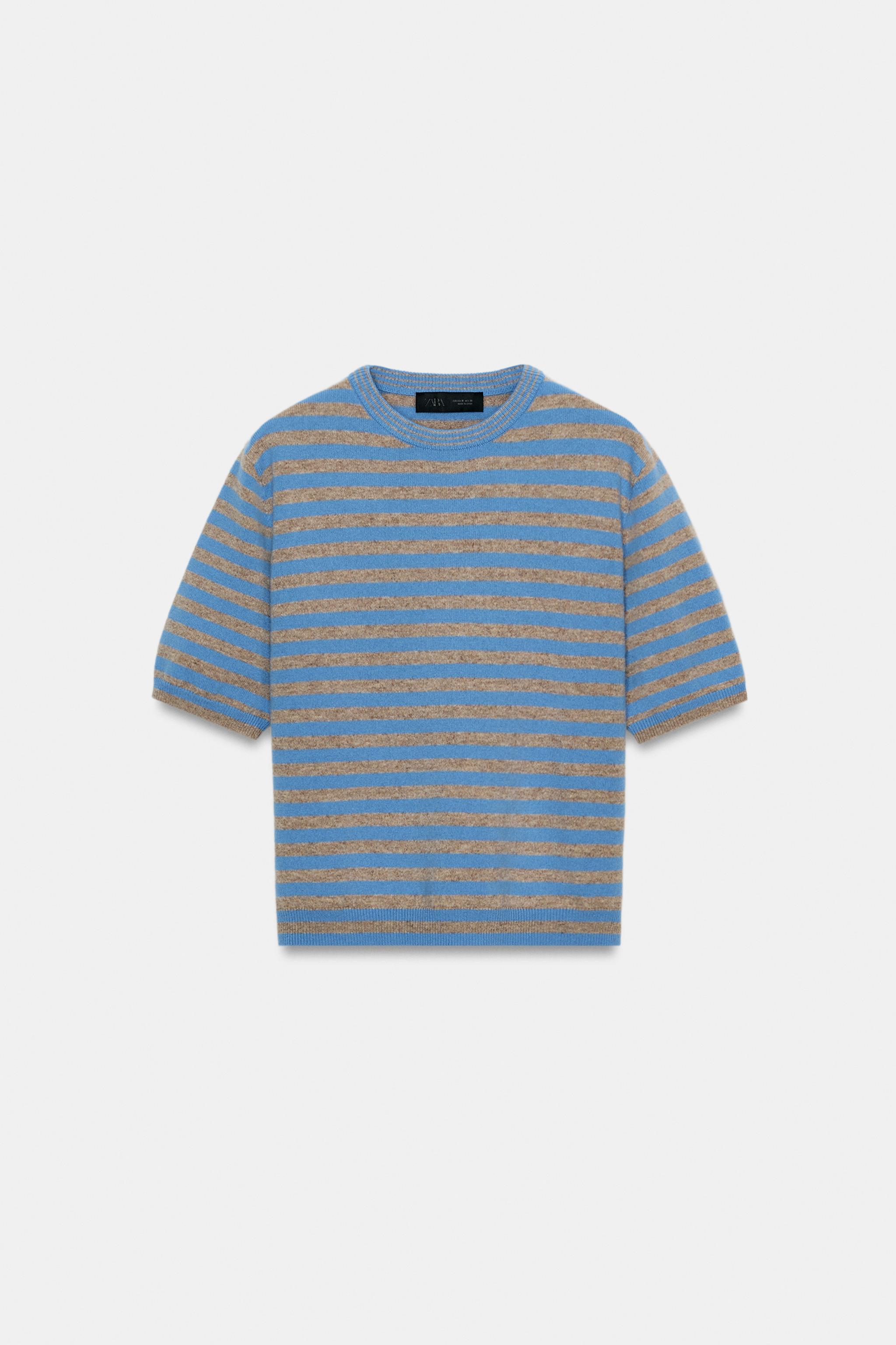 PULL 100% LAINE MANCHES COURTES RAYURES